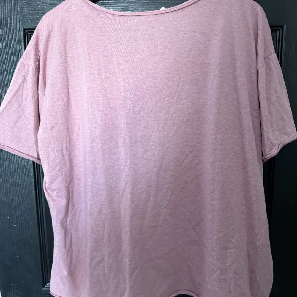 Womens Oversized Zenana Pocket Tee Shirt Pink Small - Picture 4 of 4